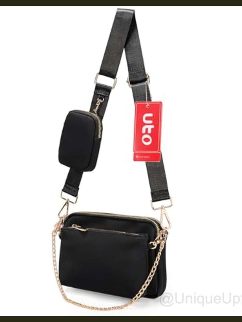 UTO 3 in 1 Nylon Crossbody Belt Bag Fanny Pack Chest Purse